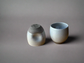 Ceramic Grey Cups with a White Glaze and Thumb Indent (set of 2)