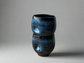 Ceramic Black Cups with a Black Glaze and Thumb Indent (set of 2)