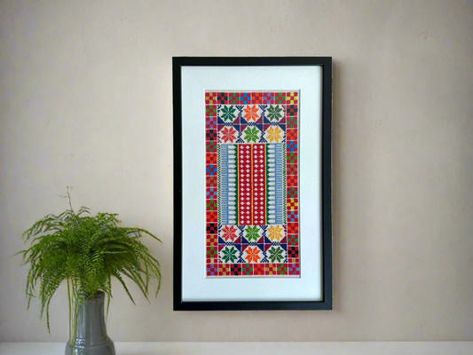 Black Framed one-of-a-kind embroidery from Hebron