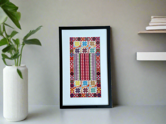 Black Framed one-of-a-kind embroidery from Hebron