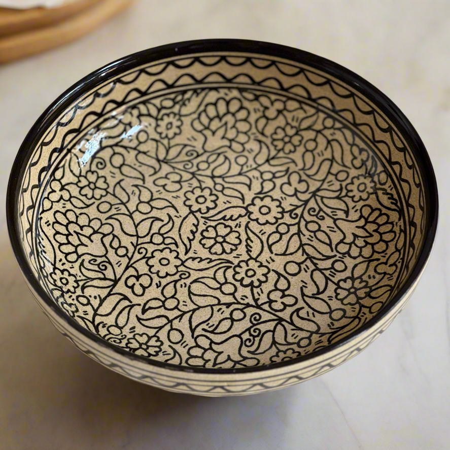 Floral Ceramic Shallow Bowl (more sizes) - Hilweh Market