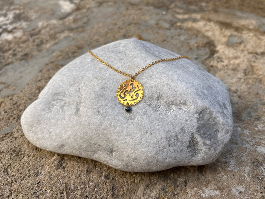 Arabic Calligraphy Gold Necklace with a Gemstone (more available)