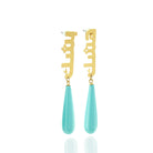 Arabic Calligraphy Turquoise Gold Earrings - Hilweh Market