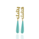 Arabic Calligraphy Turquoise Gold Earrings - Hilweh Market