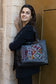 Hand Embroidered Black Leather Handbag (more designs)