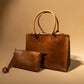 Camel leather handbag