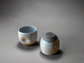 Ceramic Grey Cups with a White Glaze and Thumb Indent (set of 2)