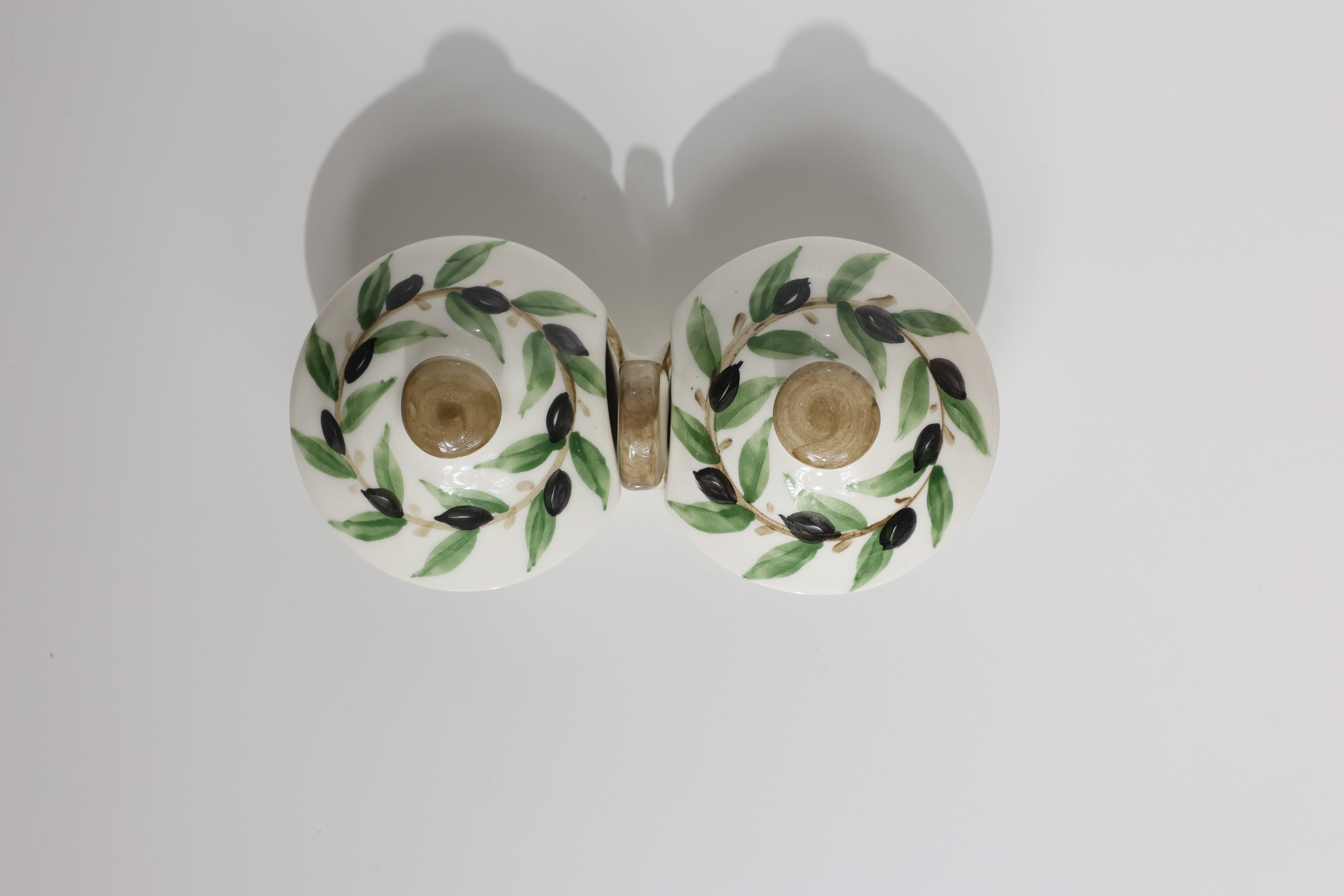 Olive Leaf Zeit w Zaatar  Divided Ceramic Dish - Nisf Jbeil - Hilweh Market