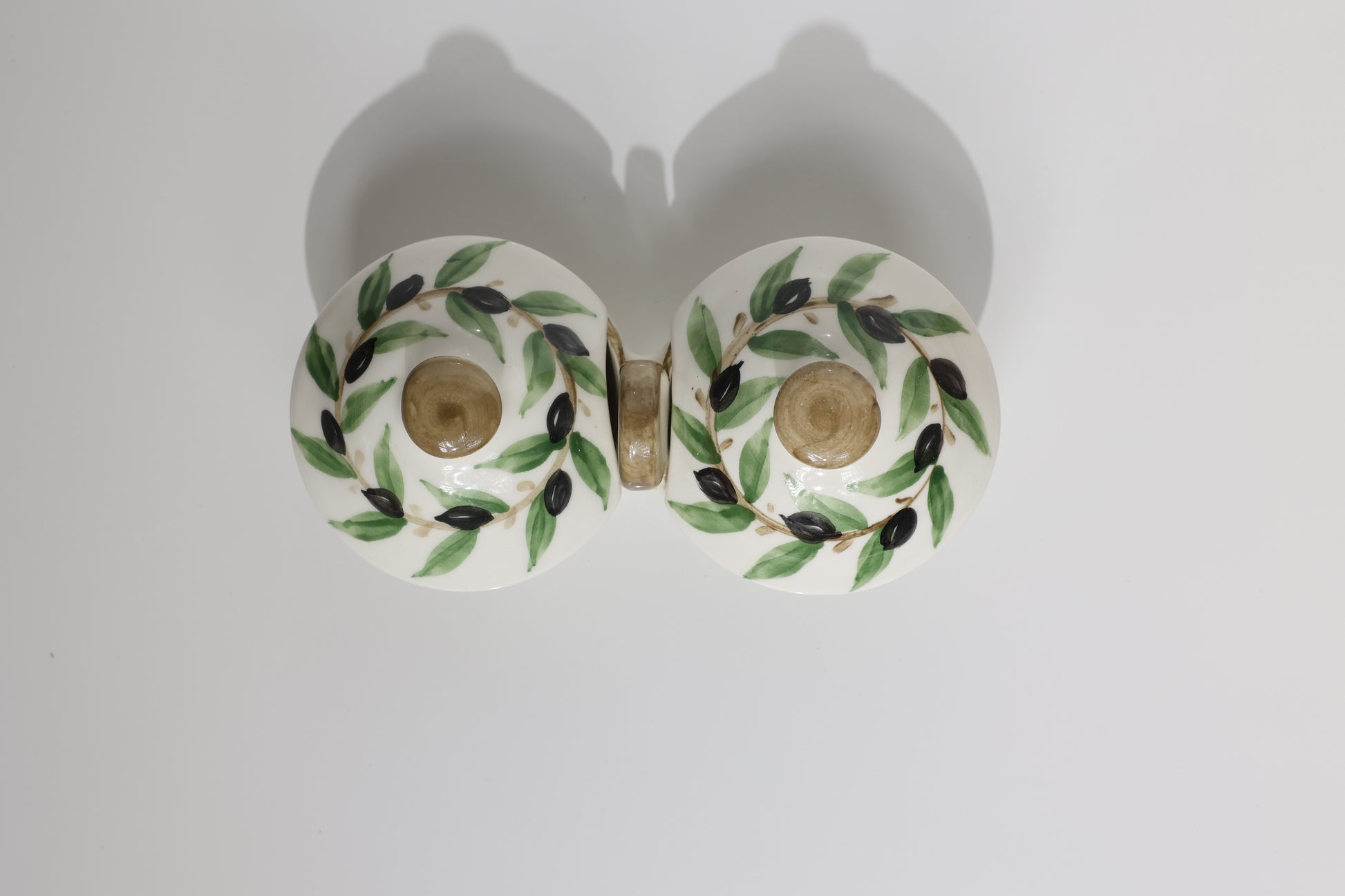 Olive Leaf Zeit w Zaatar  Divided Ceramic Dish - Nisf Jbeil - Hilweh Market