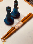 Cobalt Blue Candle Holders and Jerusalem Beeswax Candles - Hilweh Market