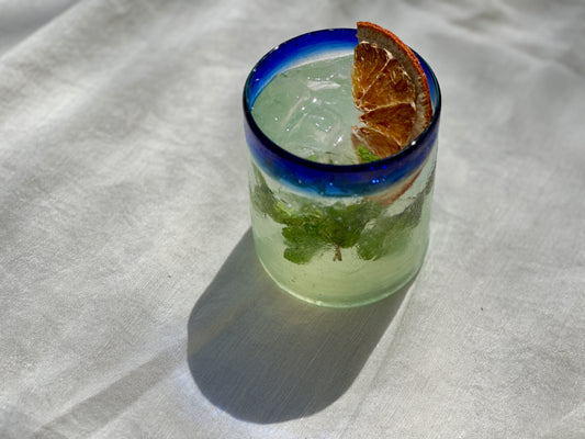 Handblown Hebron Glass Cups - Blue Rim (set of 2) - Hilweh Market