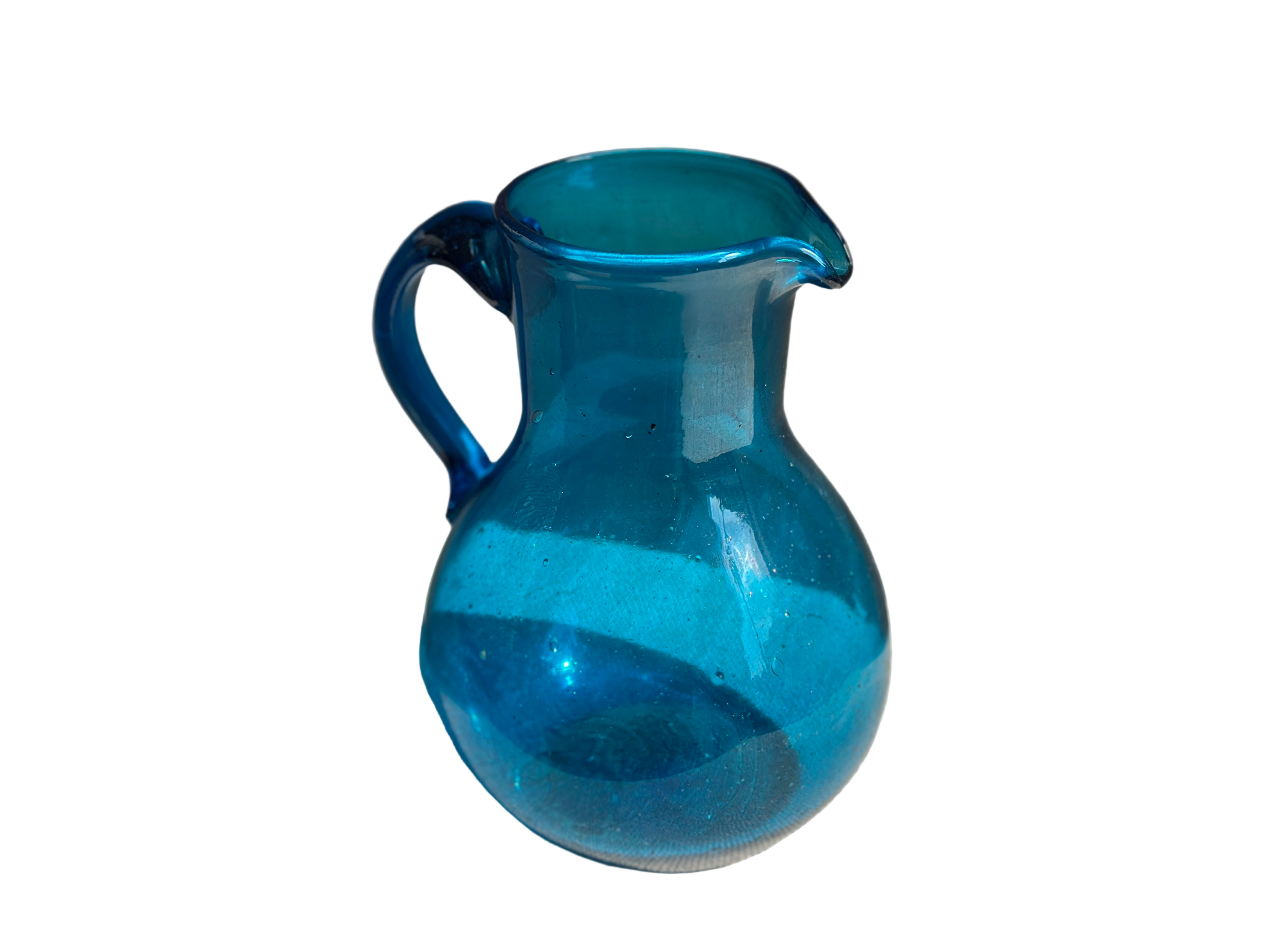 Handblown Hebron Glass Pitcher - Aqua Blue - Hilweh Market