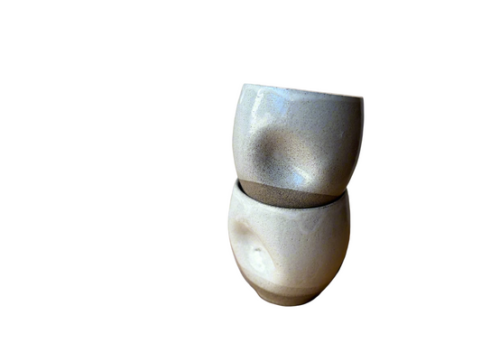 Ceramic Grey Cups with a White Glaze and Thumb Indent (set of 2) - Hilweh Market