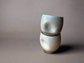 Ceramic Grey Cups with a White Glaze and Thumb Indent (set of 2)
