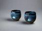Ceramic Black Cups with a Black Glaze and Thumb Indent (set of 2)