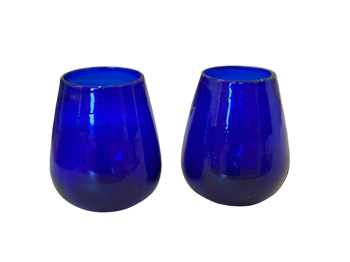Handblow Hebron Glass Tealight cups - Cobalt Blue (set of 2) - Hilweh Market