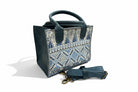 Mini blue leather embroidered handbag - Hilweh Market