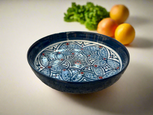 Hand Painted Blue & Red Serving Dish