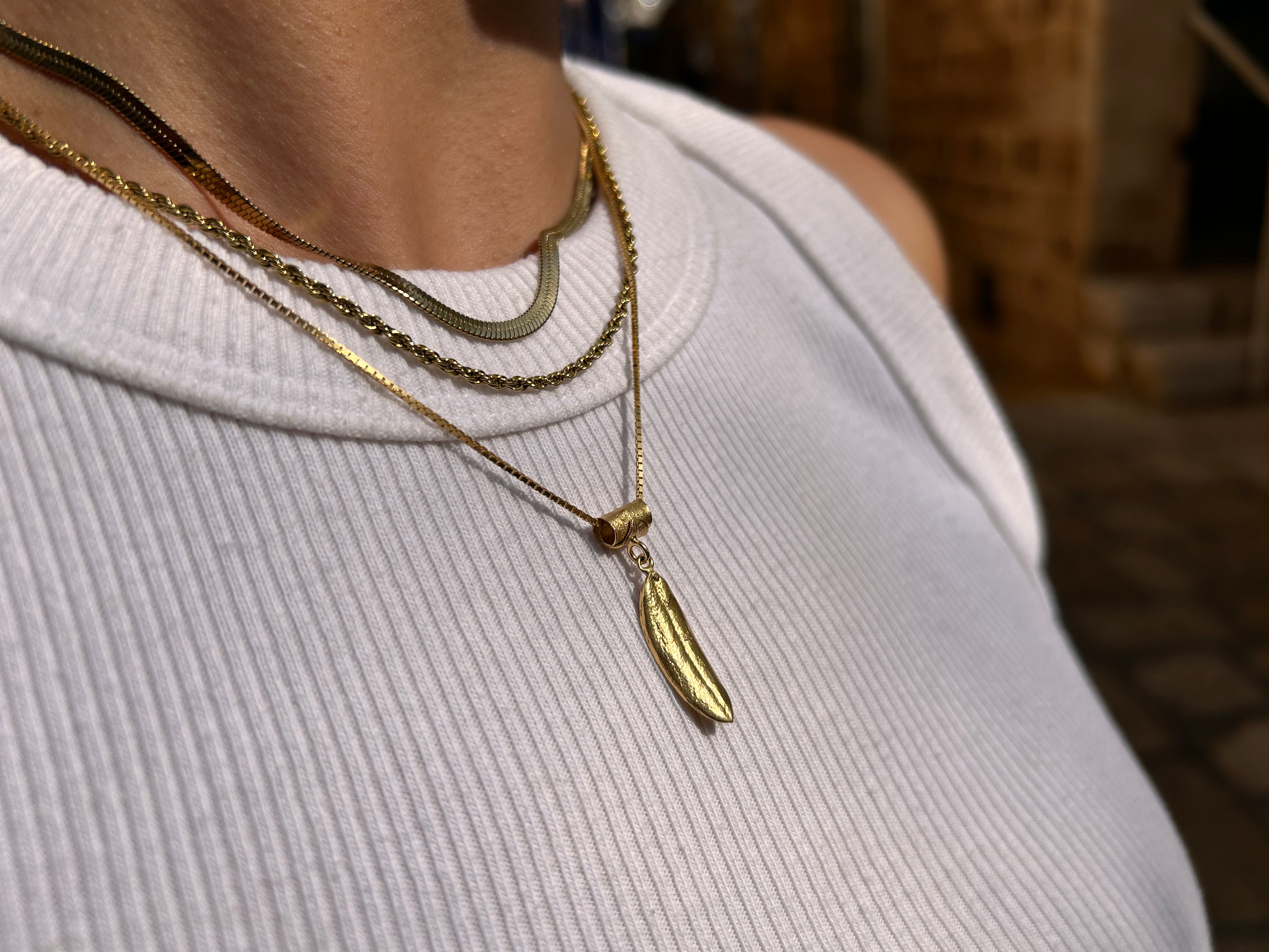 Gold Olive Leaf Necklace (more styles) – Hilweh Market