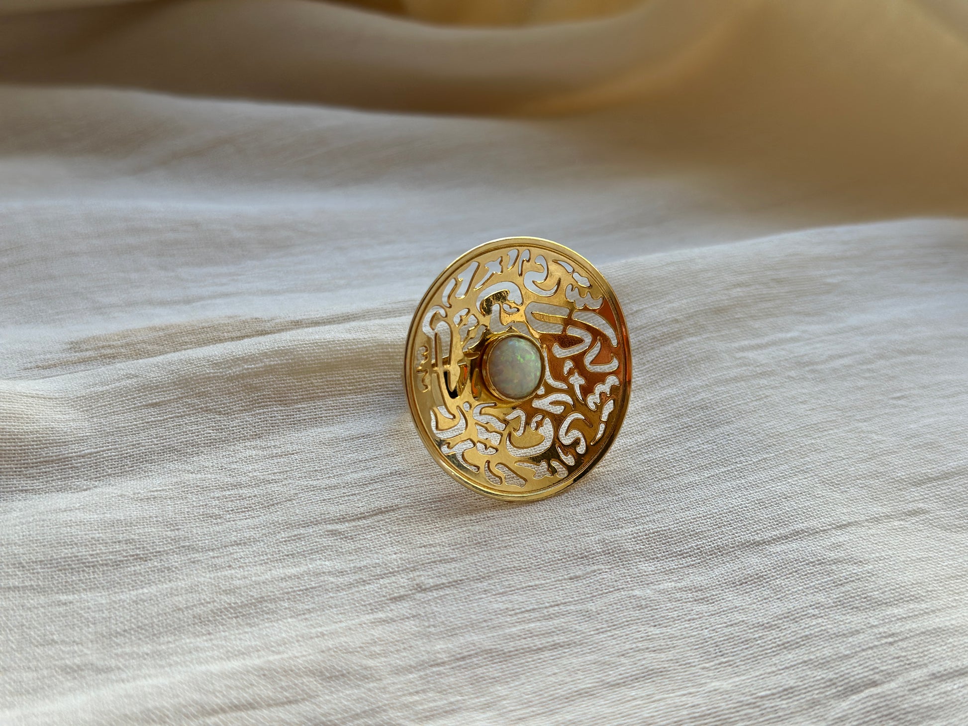 Gold Opal Calligraphy Ring - Hilweh Market