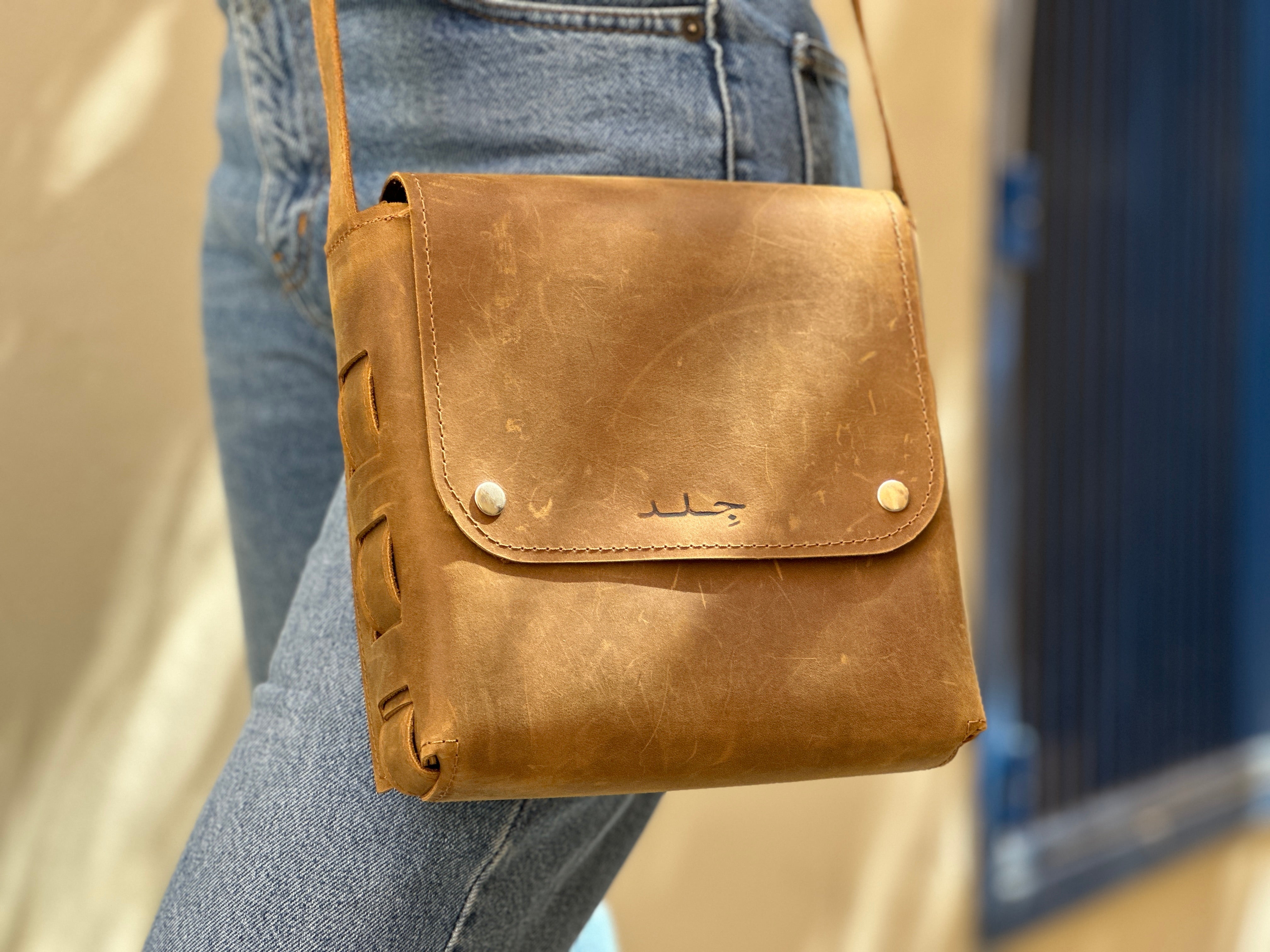 Suede Leather Crossbody Bag - Camel - Hilweh Market