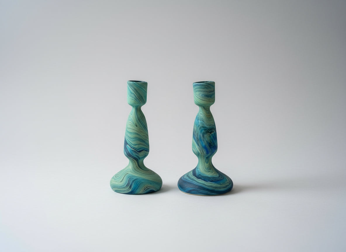 Cobalt Blue Candle Holders and Jerusalem Beeswax Candles - Hilweh Market