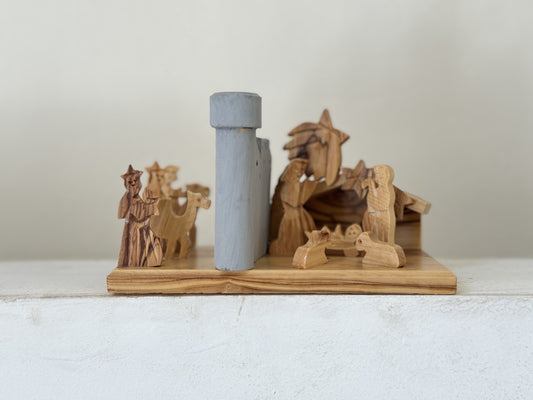 Miniature Olive Wood Nativity Scene