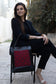 Hand Embroidered Black Leather Handbag (more designs)