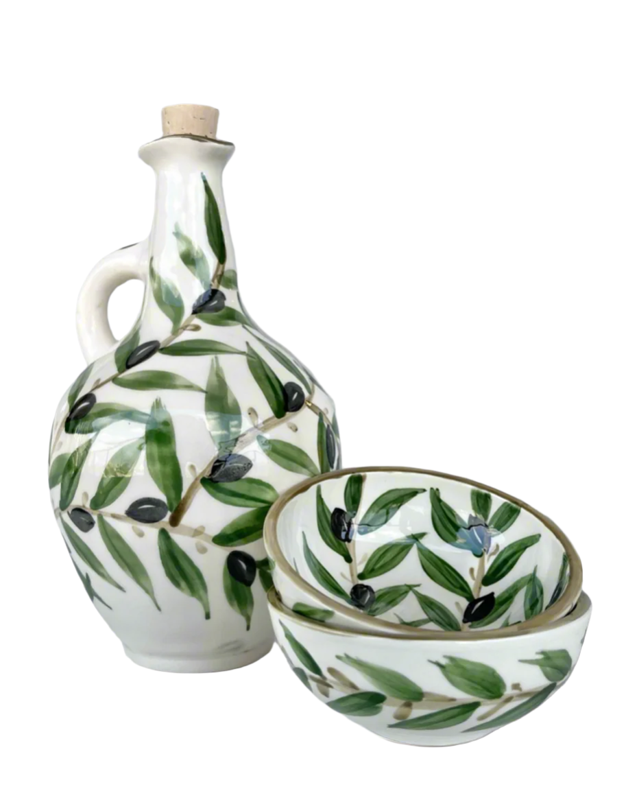 Olive Branch Ceramic Bottle and Bowl – Hilweh Market