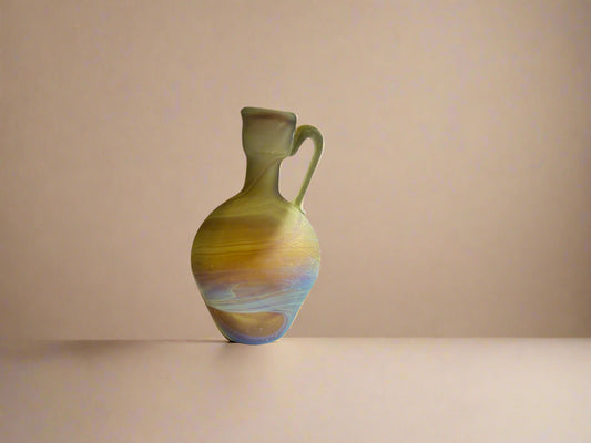Handblown Hebron Phoenician Glass Candle Holder/Vase - Amber