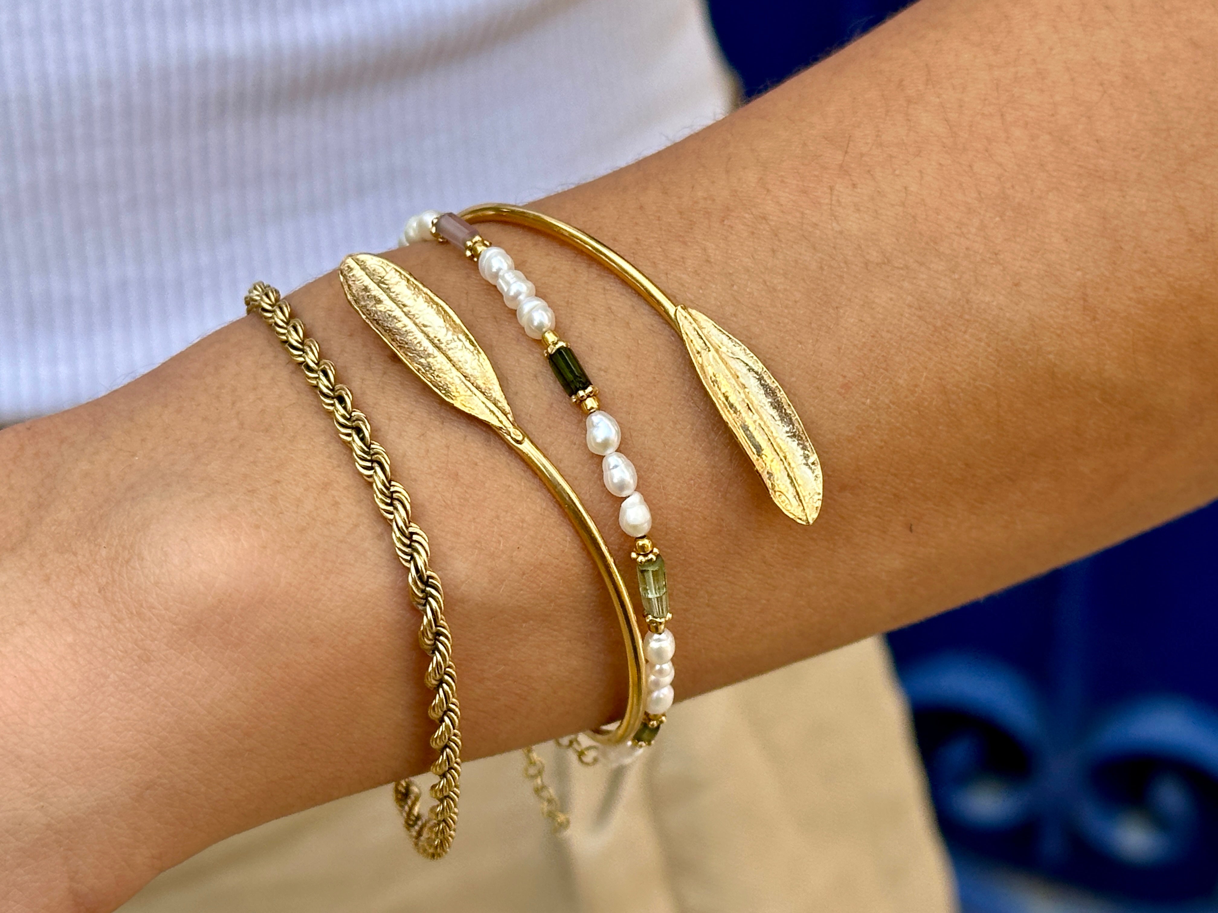 Gold Olive Leaf Bangle – Hilweh Market