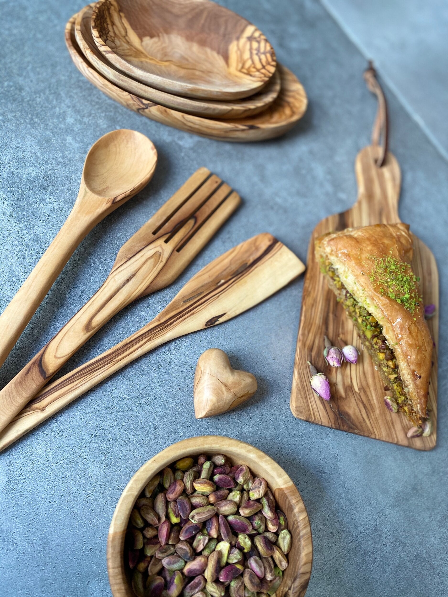 Olive Wood Salad Serving Set - Hilweh Market