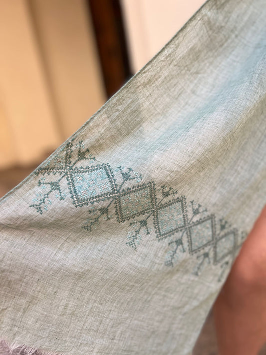 Embroidered linen scarf - Hilweh Market