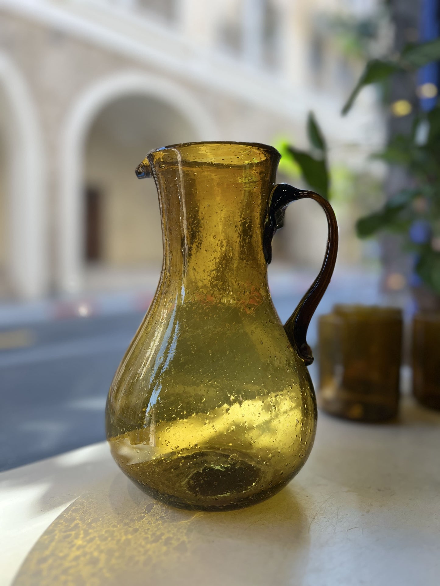 Hebron-Glass-Pitcher-honey-amber