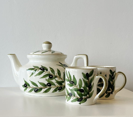 Nisf-Jbeil-Palestine-Tea-Set-Ceramic-Olive-Leaves-Leaf-Green-Pot-Cups-Mugs