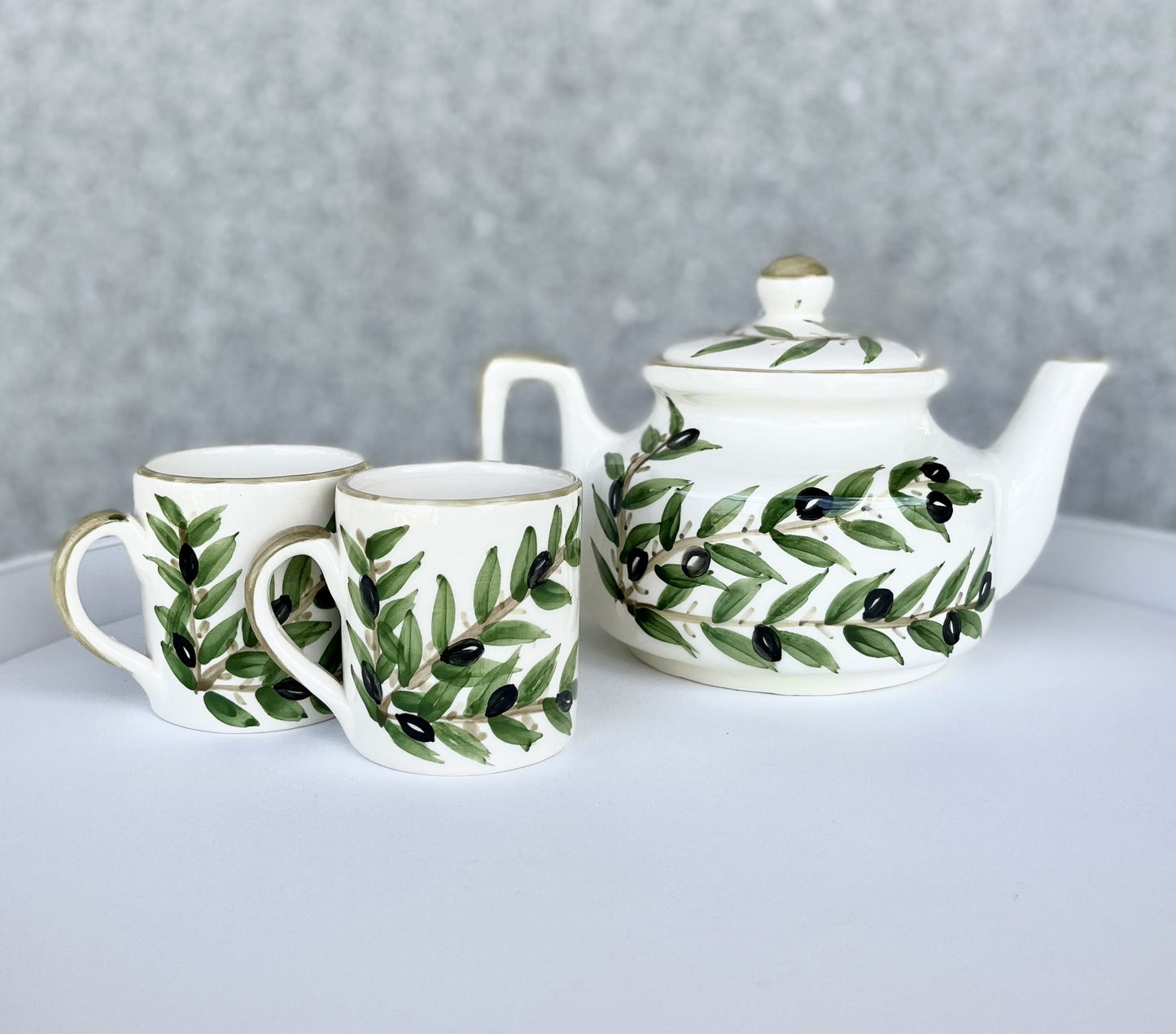 Nisf-Jbeil-Tea-Set-Palestine-Ceramic-Olive-Leaves-Leaf-Green-Cups-Pot-Mugs