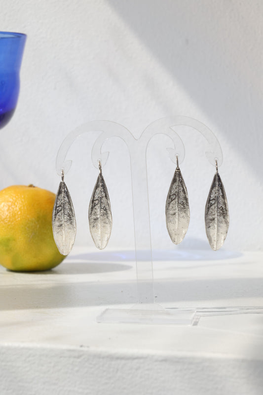 Silver-olive-lead-earrings