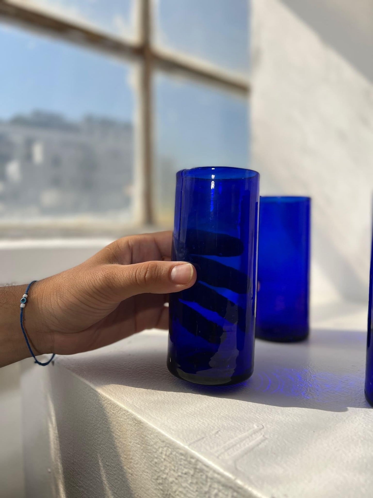Cobalt Blue Handblown Hebron Glass Tumblers (Set of 2) - Hilweh Market