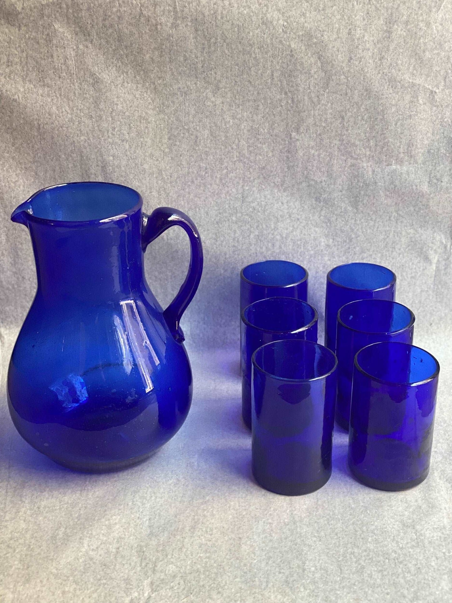 Set of 2 handblown blue glass cups - Hilweh Market