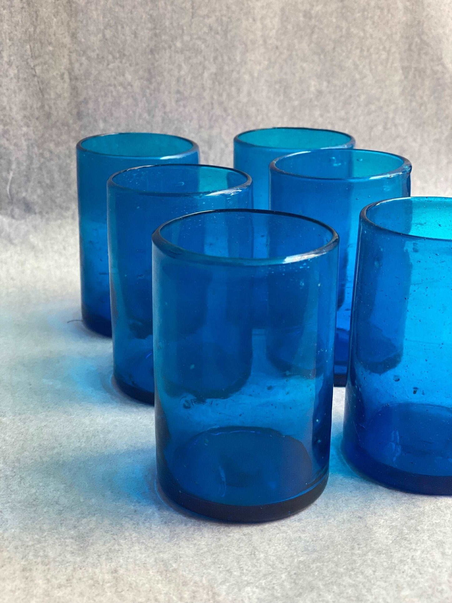 Set of 2 handblown blue glass cups - Hilweh Market