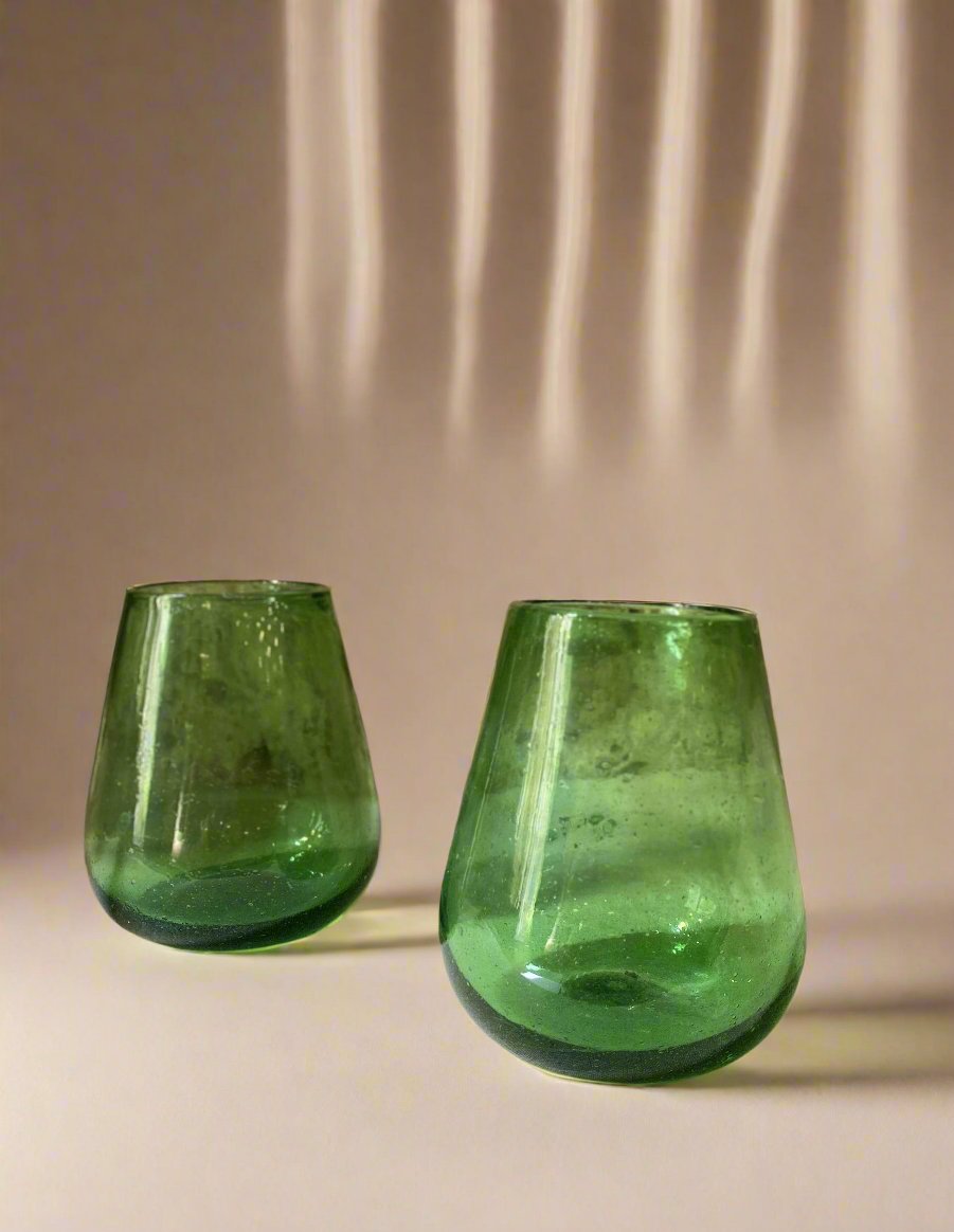 handblown-hebron-green-glass-cups