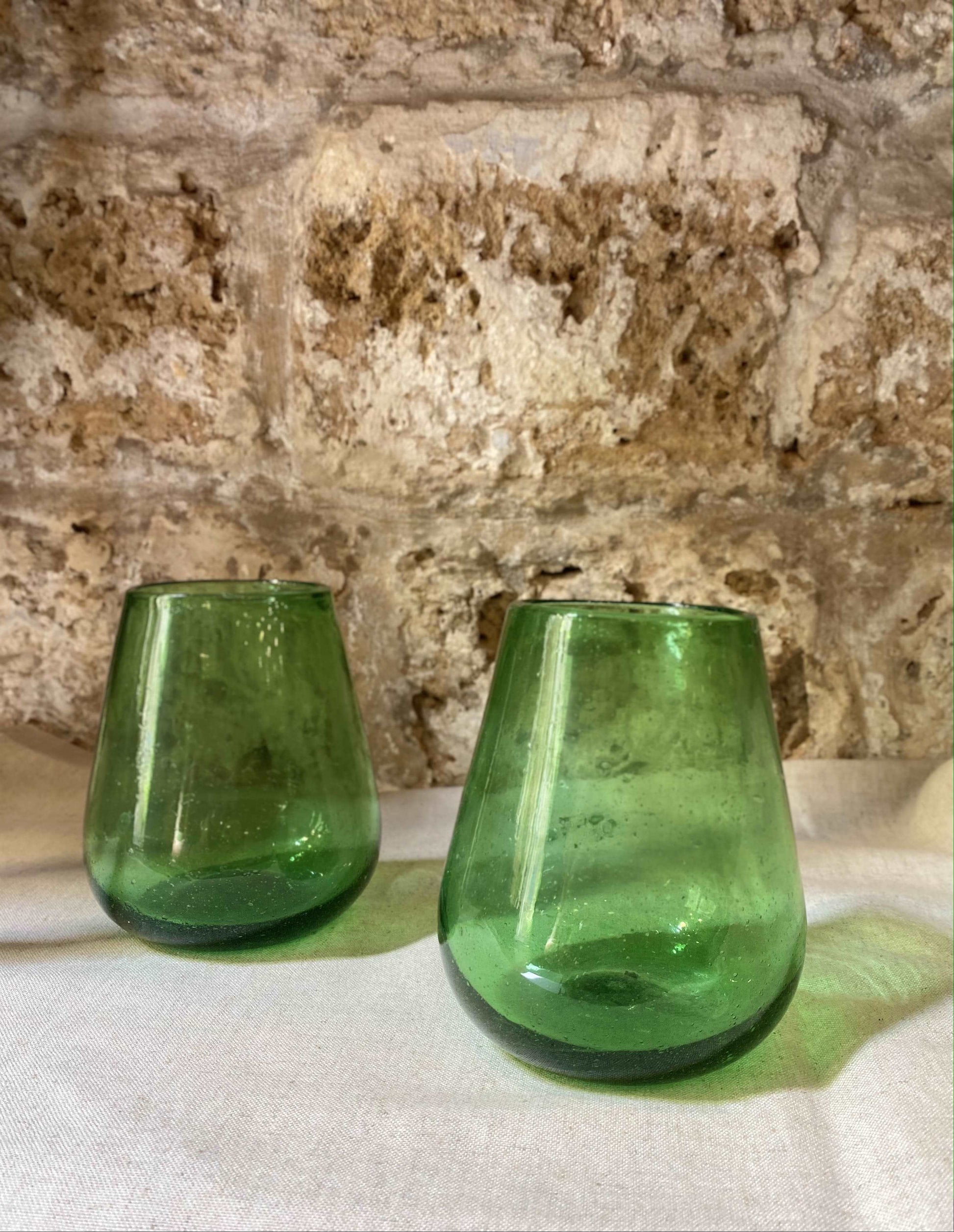 handblown-hebron-green-glass-cups