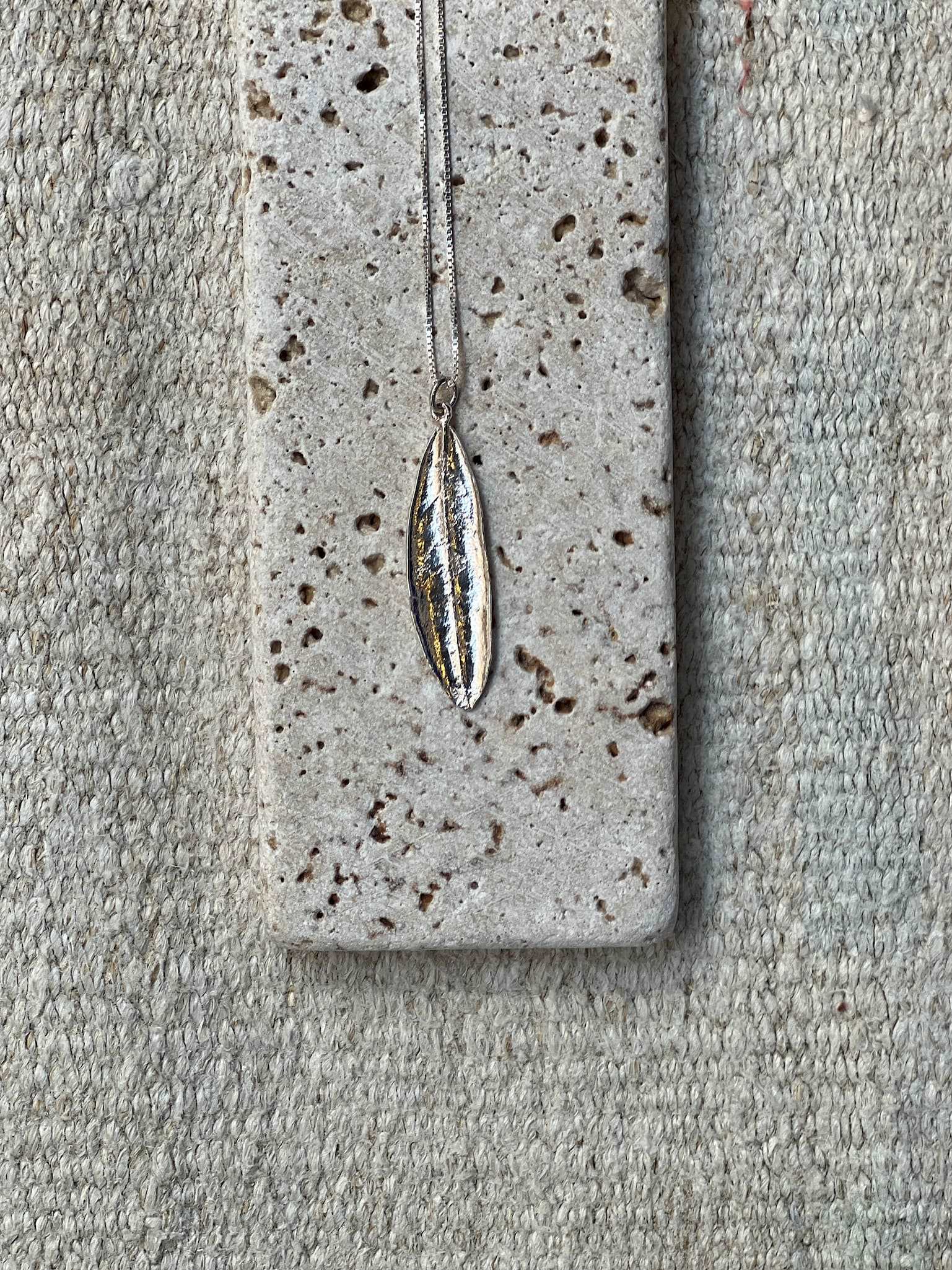 One Olive Leaf Silver Necklace - Hilweh Market