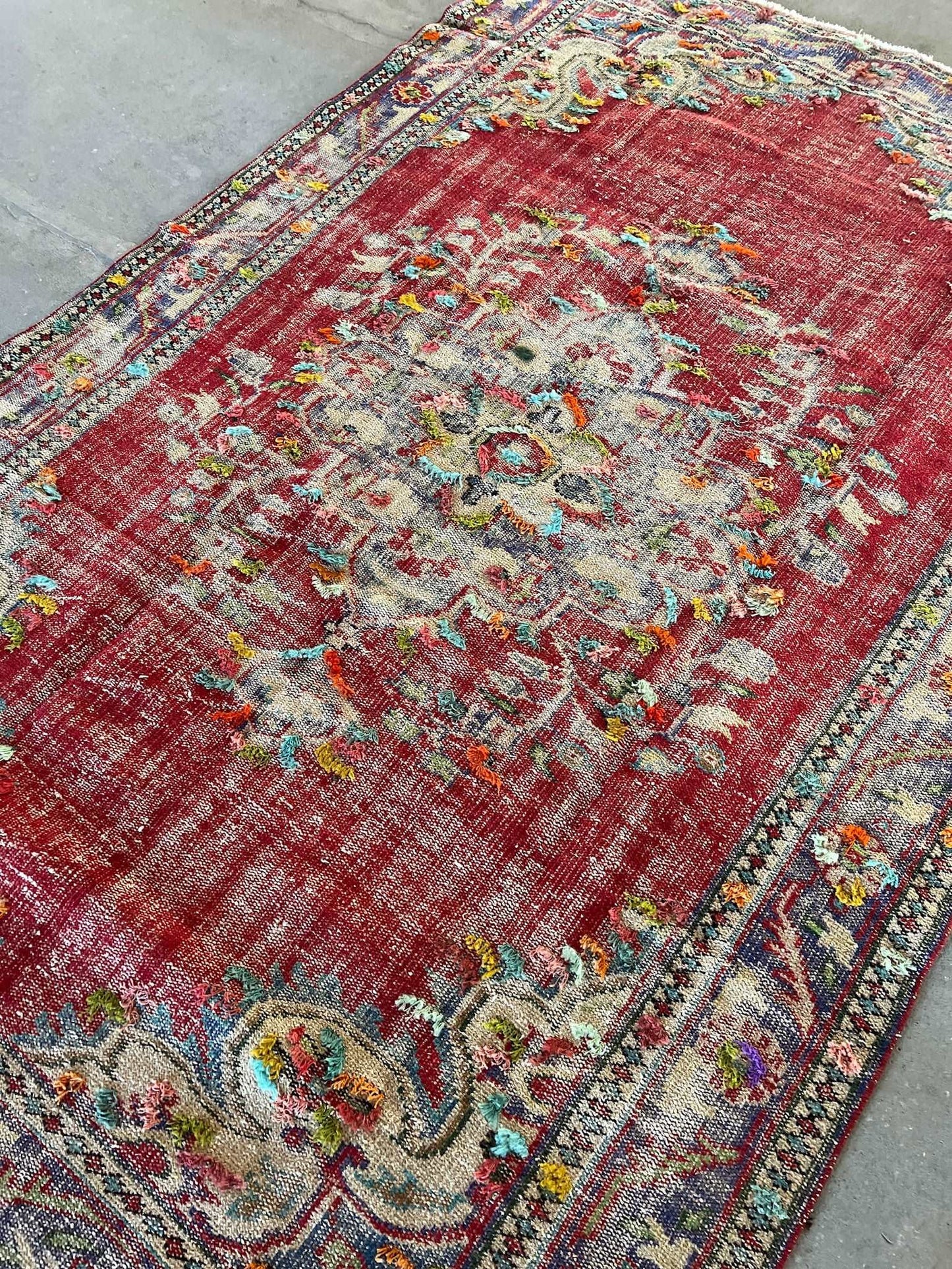 red-Handwoven-Upcycled-Rug-turkey