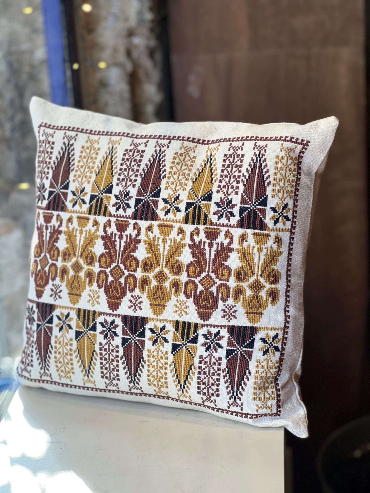 surif-women-cooperative-handmade-embroidery-cushion-brown